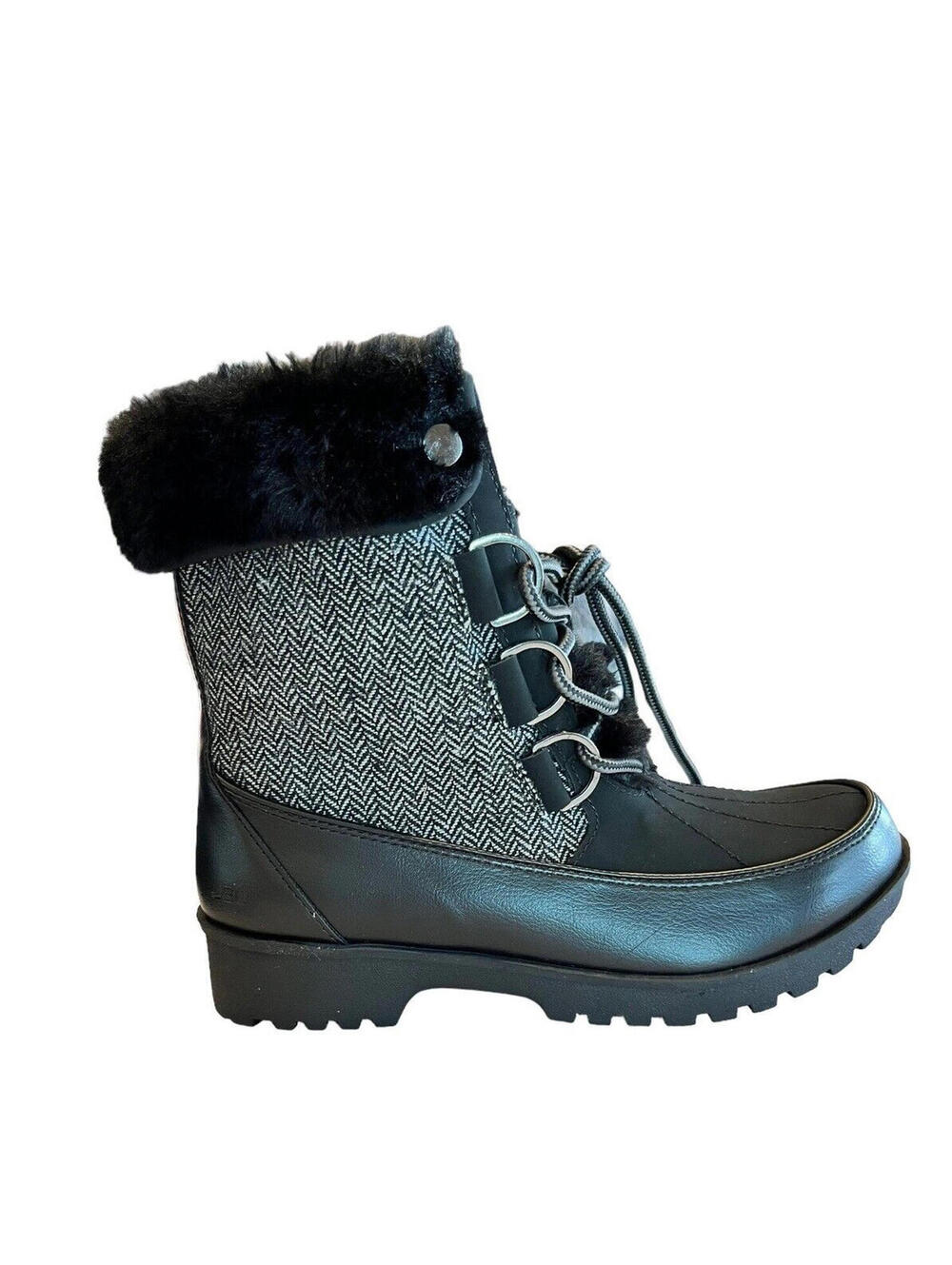 Winter Boots Herringbone Womens boots size 6 Lace up Ankle Boots Black JBU